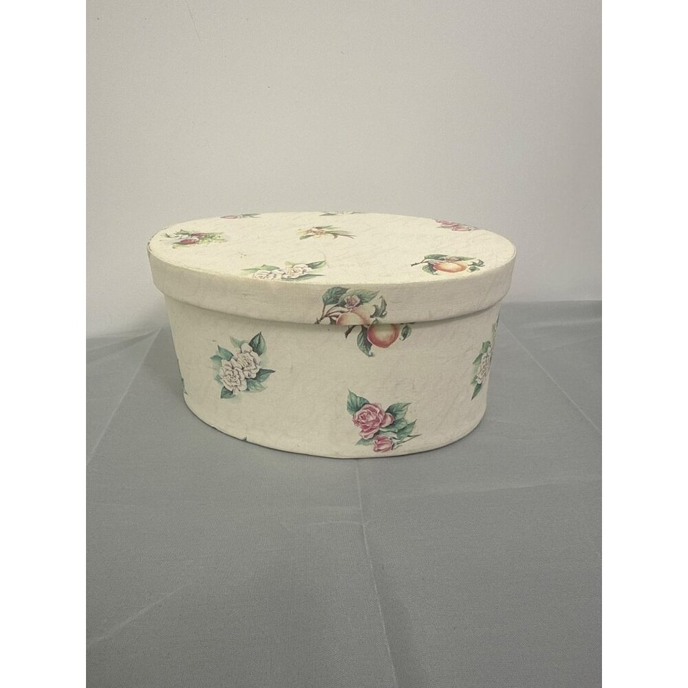 Decorative Floral Oval Jewelry Storage Trinket Vanity Box Storage Container